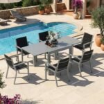 Devoko Ausziehbarer Aluminium-Gartentisch 80–160 cm Silbergrau – Bild 2