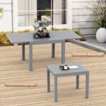 Devoko Ausziehbarer Aluminium-Gartentisch 80–160 cm Silbergrau – Bild 3