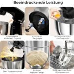 YASHE Küchenmaschine 1500W Dual-Bowl Edelstahl 4,5+5L – Bild 7