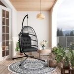 Xbro Hängesessel Polyrattan 360° Drehbar mit Gestell – Schwarz – Bild 2