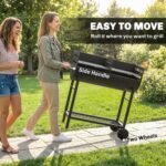 Outsunny Holzkohlegrill mit 2 Grillzonen & Grillwagen – Schwarz – Bild 6