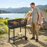Outsunny Holzkohlegrill mit 2 Grillzonen & Grillwagen – Schwarz – Bild 9