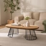 Cagnolier Couchtisch Holz Jahresrad Ø120×60 cm Metallbeine – Bild 4