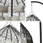 Mirjan24 Torn Hängesessel 2-Sitzer Polyrattan mit Gestell Beige – Bild 6