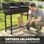 Outsunny Holzkohlegrill mit 2 Grillzonen & Grillwagen – Schwarz – Bild 5